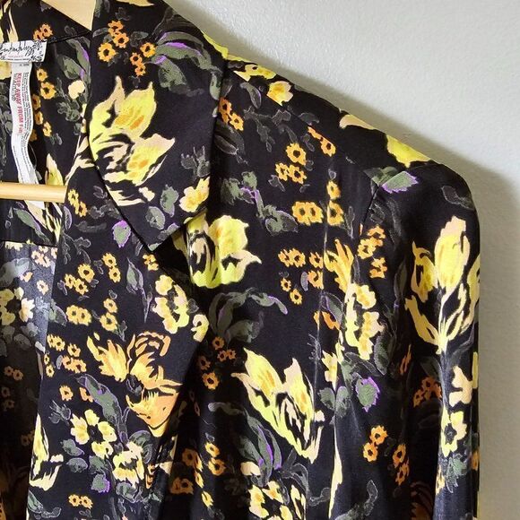 NWOT FREE PEOPLE FLORAL DEEP V SURPLICE LONG SLEEVES BODYSUIT TOP SIZE XS - Picture 9 of 14